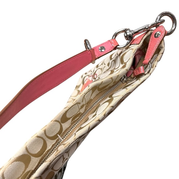 Coach Logo Canvas Floral Leather Trimmed Shoulder Bag - Picture 5 of 7